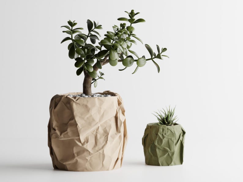 3D-gedruckte Vase mit einzigartiger Papierverpackung und minimalistischem Design