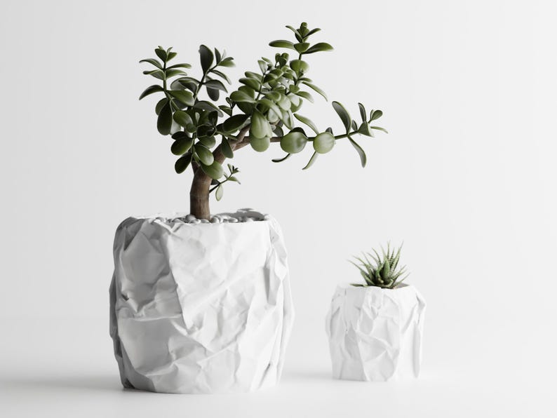 3D-gedruckte Vase mit einzigartiger Papierverpackung und minimalistischem Design