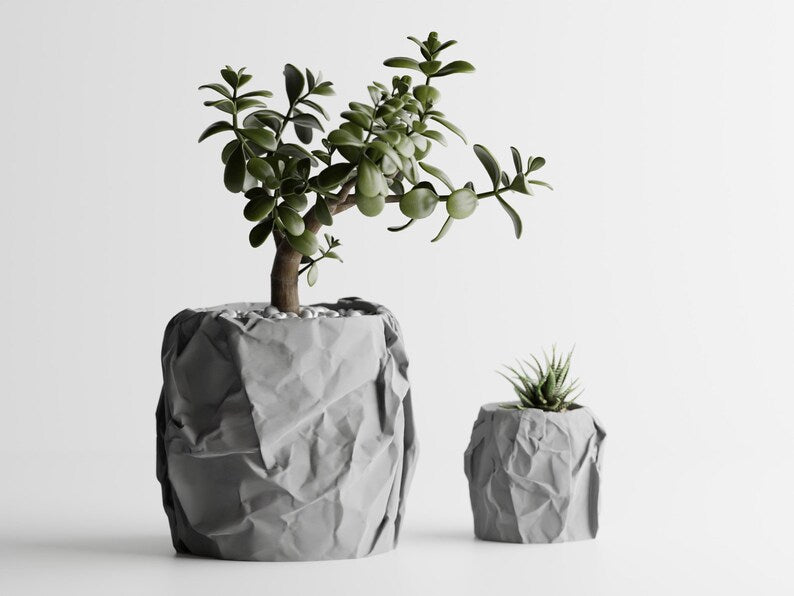 3D-gedruckte Vase mit einzigartiger Papierverpackung und minimalistischem Design