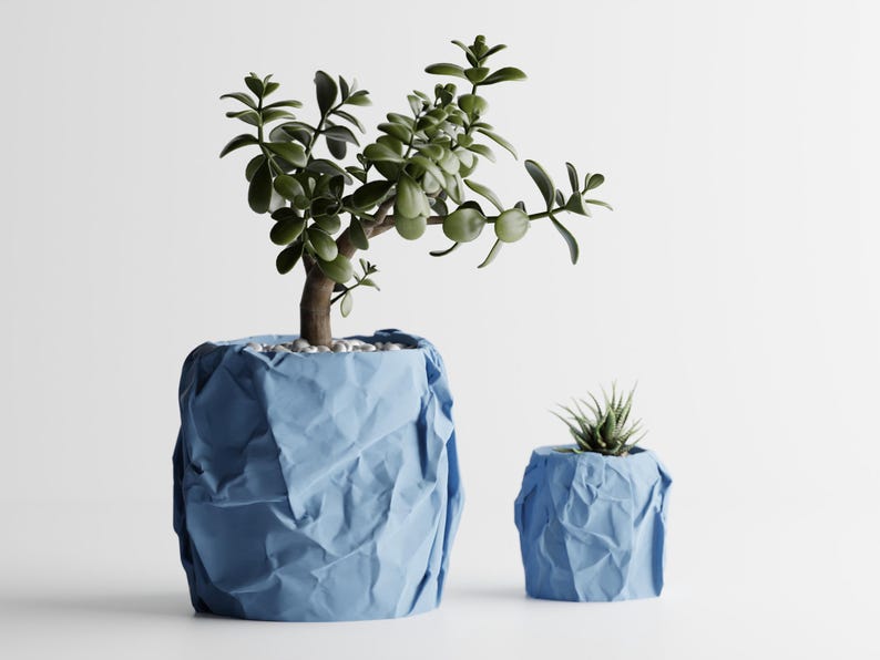 3D-gedruckte Vase mit einzigartiger Papierverpackung und minimalistischem Design