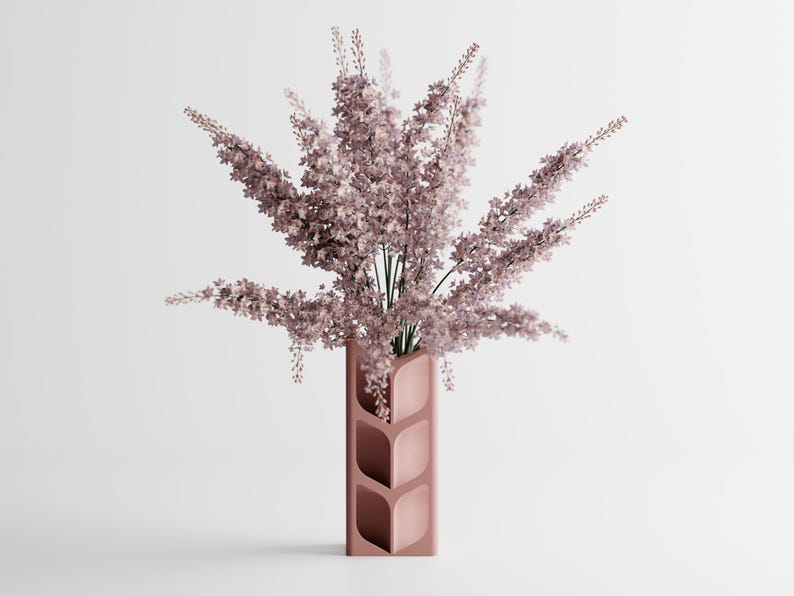 3D-gedruckte Vase mit geometrischem blattförmigem Ausschnittdesign