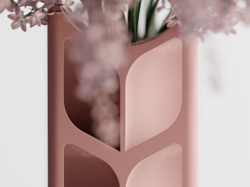 3D-gedruckte Vase mit geometrischem blattförmigem Ausschnittdesign