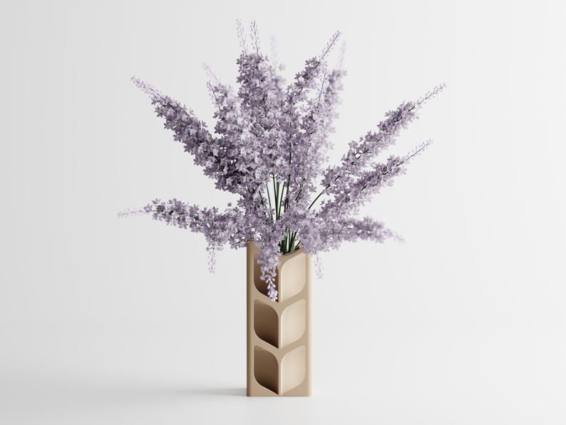 3D-gedruckte Vase mit geometrischem blattförmigem Ausschnittdesign