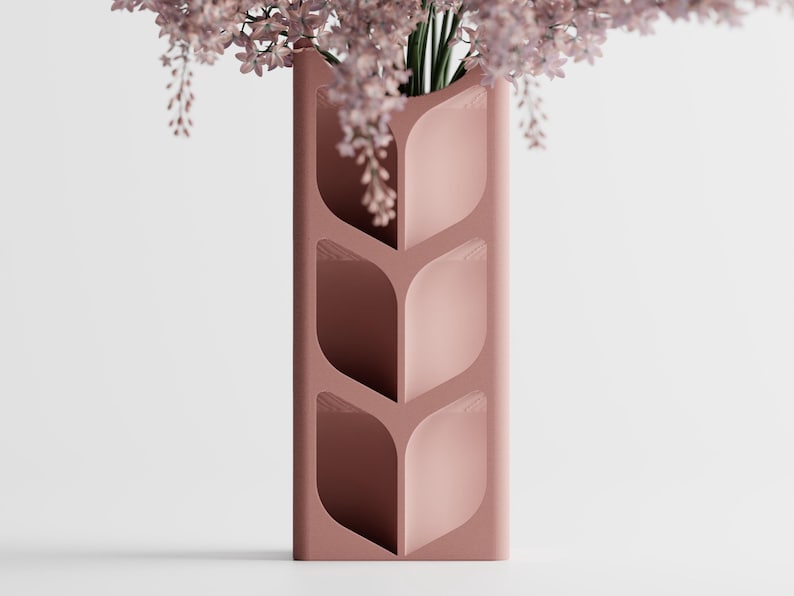 3D-gedruckte Vase mit geometrischem blattförmigem Ausschnittdesign