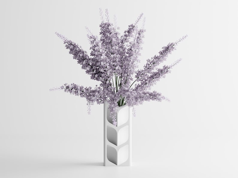 3D-gedruckte Vase mit geometrischem blattförmigem Ausschnittdesign